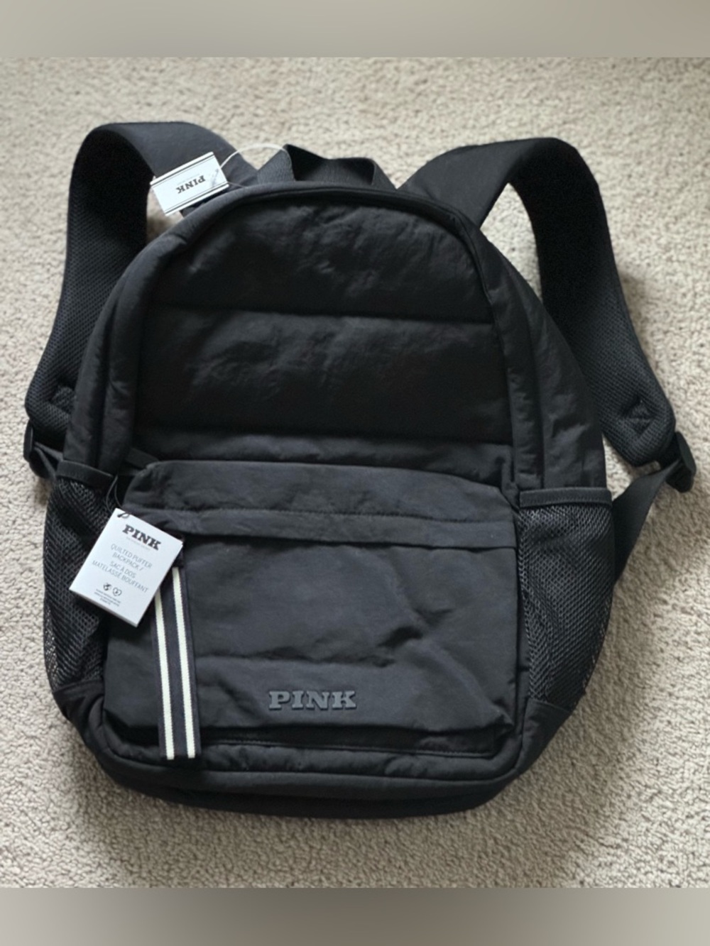 PINK Victoria's Secret Black Quilted Backpack